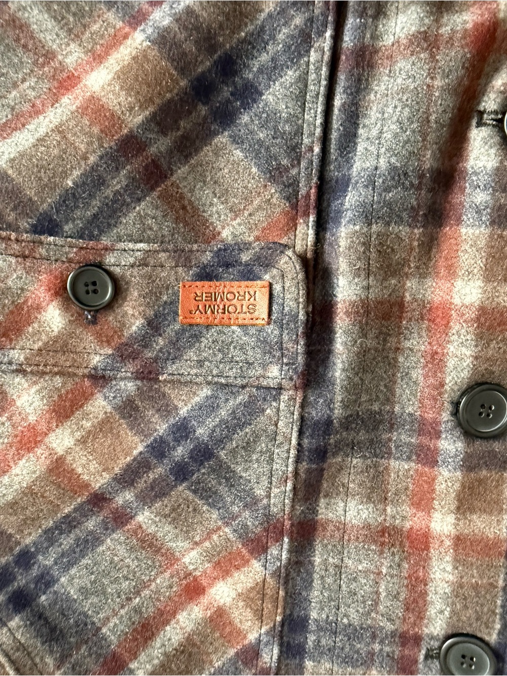 Stonemountain & Daughter Brown Plaid Wool Pea Coat - Picture 3 of 4